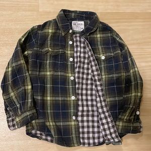Joe’s plaid kids shirt Sz 4 olive green brown boys